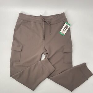 NWT 32 Degrees Women XL Cargo Jogger Tan Comfort Stretch Drawstring Sweatpants